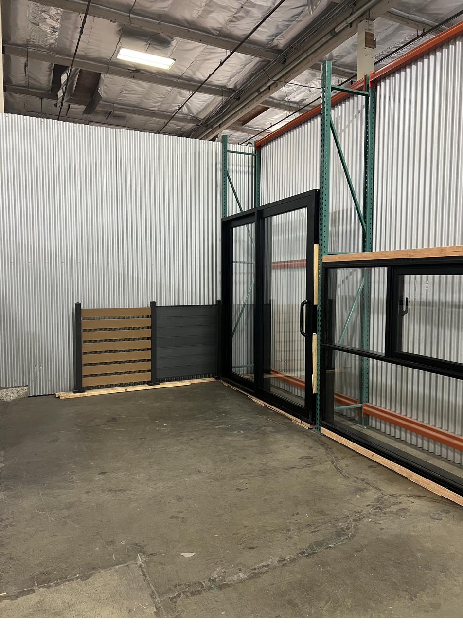 Assembled fence section in showroom