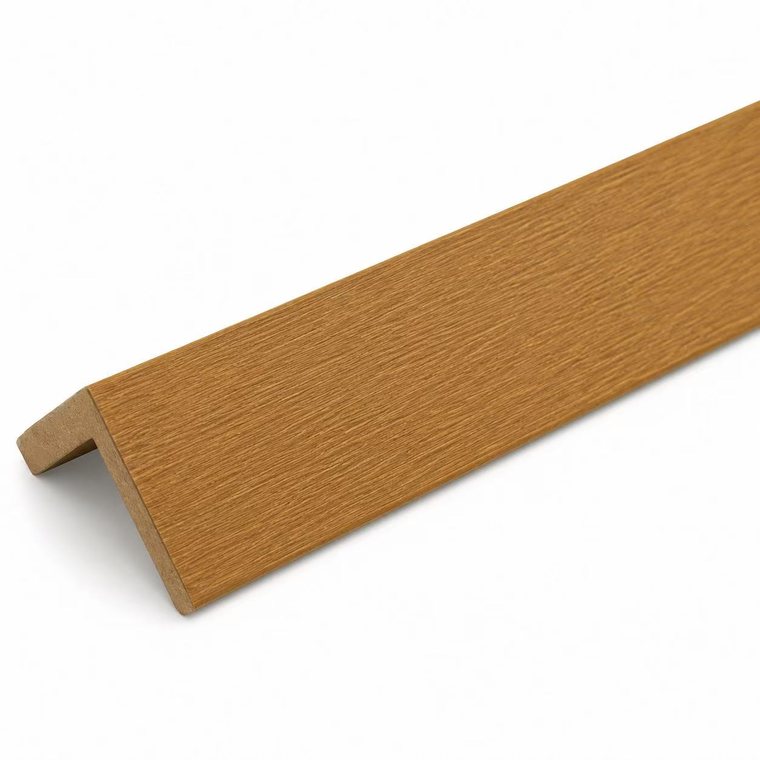 WalPanel WPC L-Corner trim, color-matched teak