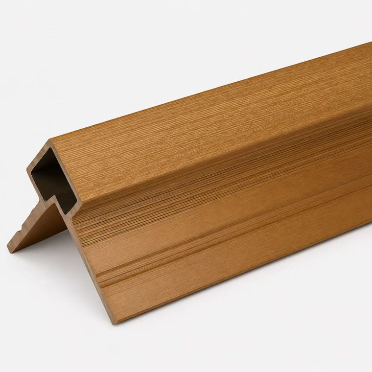 WalPanel WPC Outside Corner trim, color-matched teak