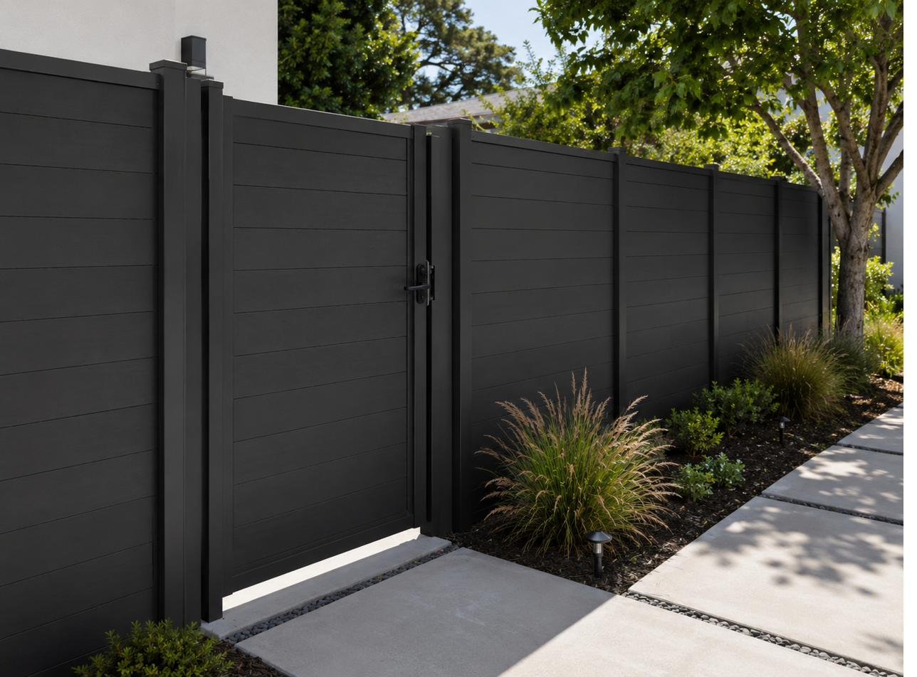 Black WPC fence with gate