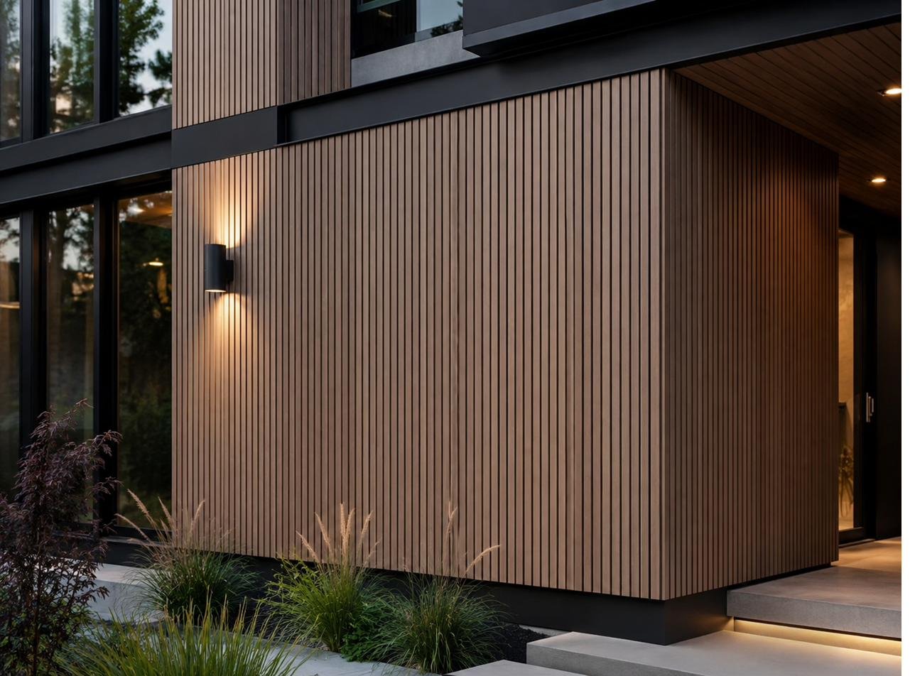 Teak WPC cladding entry detail